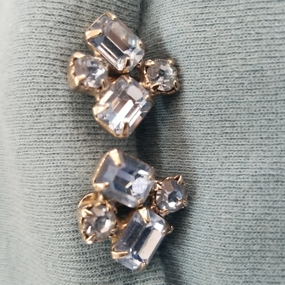 Vintage Jewelry - Vtg blue topaz rhinestone earrings